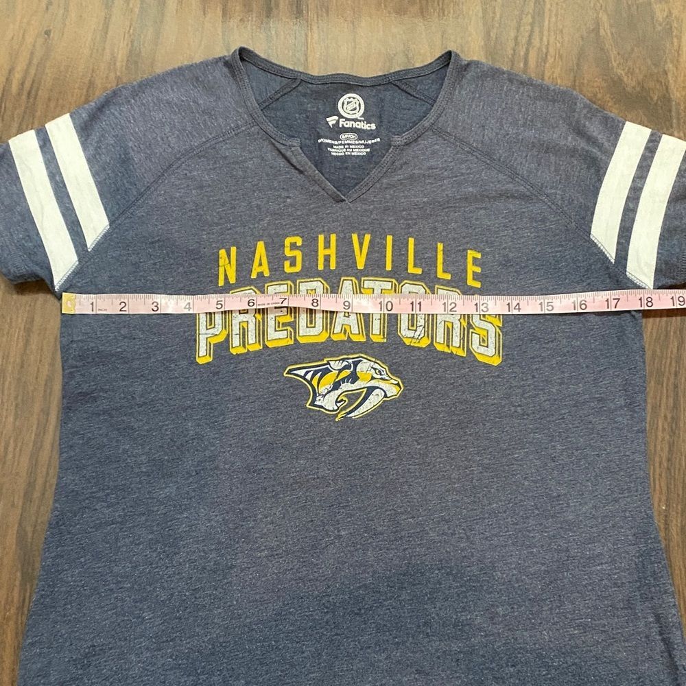Fanatics Blue Nashville Predators V Neck Short Sleeve Tee - Picture 3 of 6